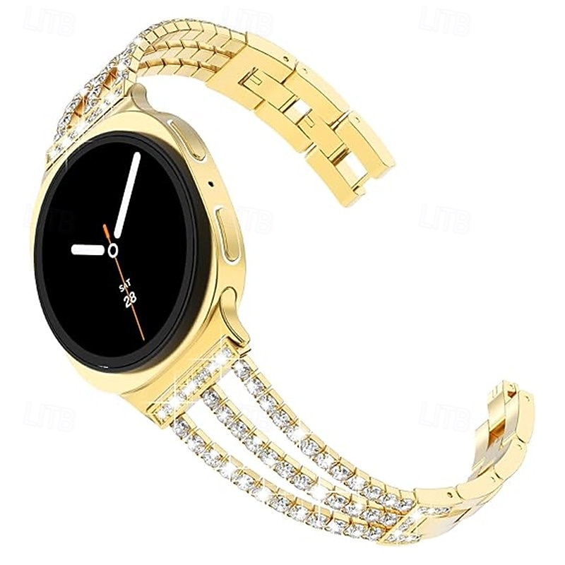 Watch Band for Samsung Galaxy Watch 8 40/44mm Watch 8 Classic 46mm Watch 7/6/5/4  40/44mm, Watch 5 Pro 45mm, Watch 6 Classic 43/47mm, Watch 4 Classic 42/46mm Stainless Steel Replacement  Strap Bling2