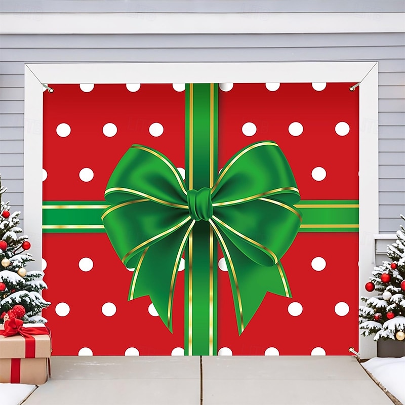 Christmas Tapestry Garage Door Cover Large Hanging Backdrop Gift Cute 3D Party Outdoor Holiday Shooting Backgrounds Yard Home Decor