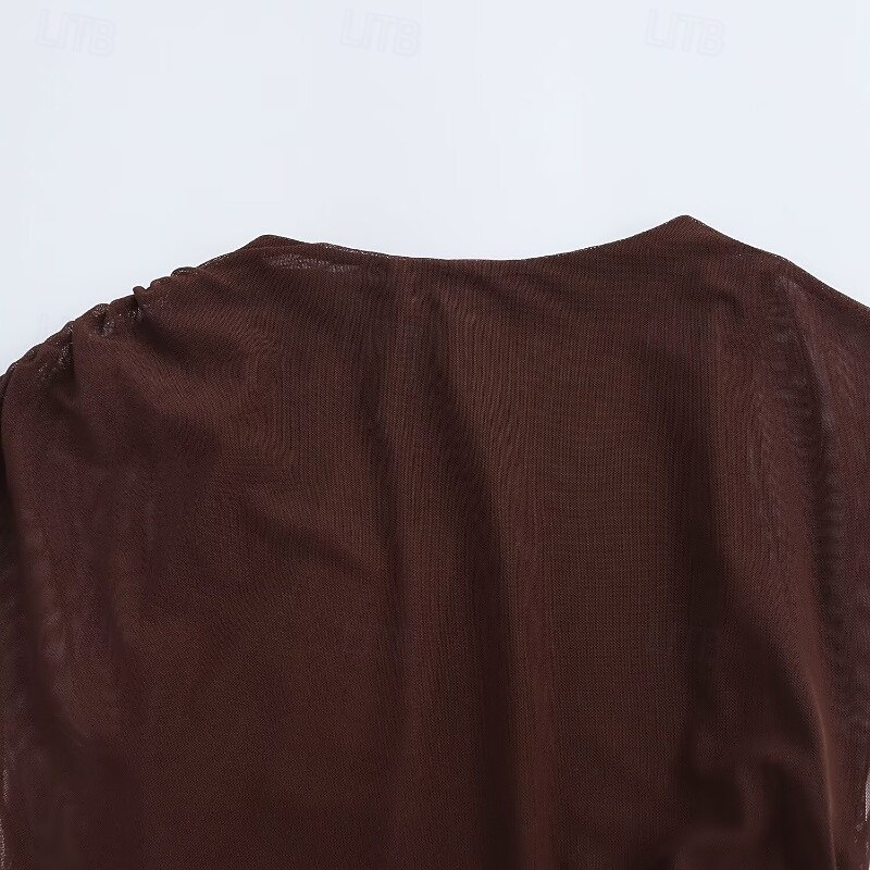 Women's Midi Dress Sheath Dress Chiffon Ruched Dress Fashion Modern Outdoor Holiday Going out Regular Fit Plain Sleeveless Crew Neck Black Pink Brown Spring Fall4