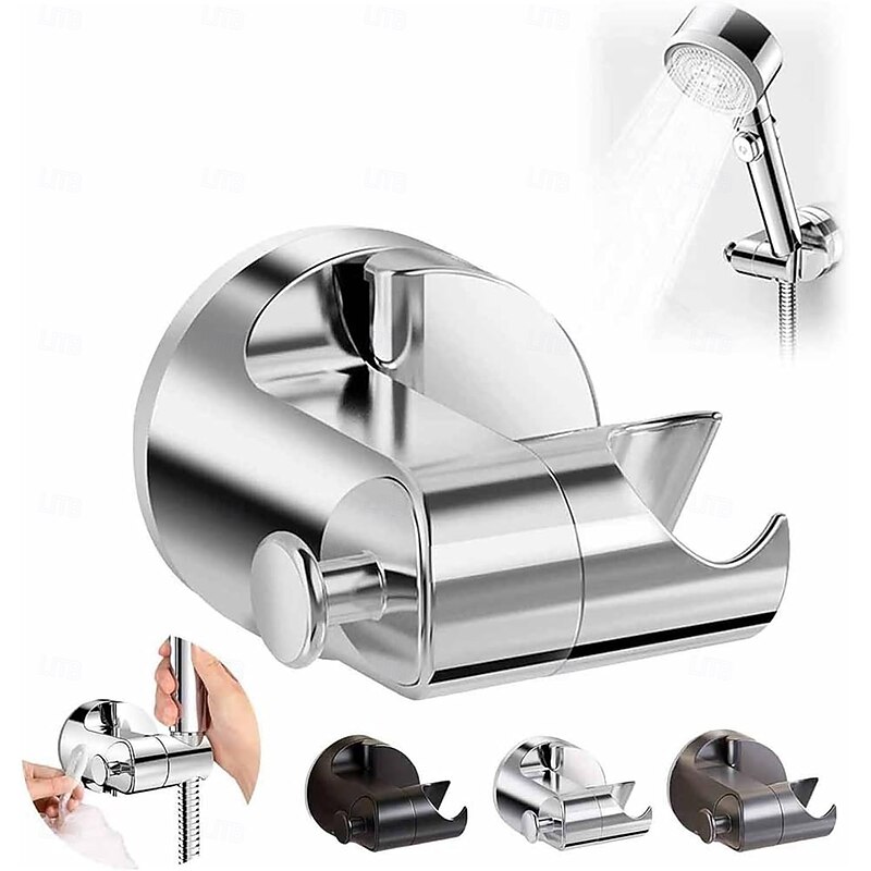 2pcs Adjustable Shower Head Suction Cup Holder Removable Suction Cup Handheld Shower Head Holder with Hooks Adjustable Angle & Height Showerhead Bracket