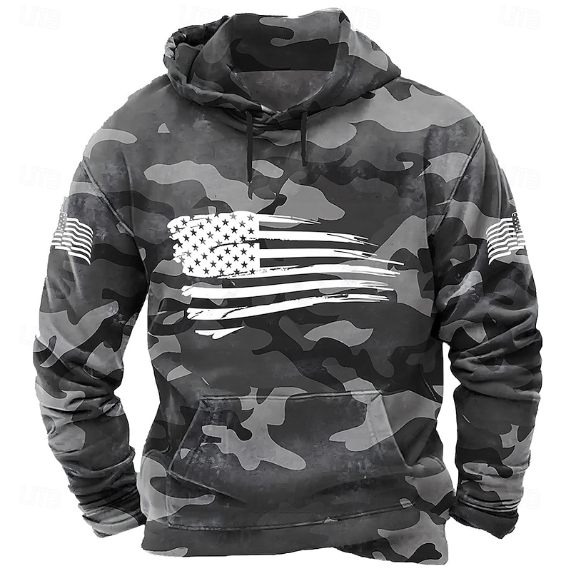 Men's Deer Hoodie Sweatshirt Tactical Crew Neck Outdoor Hunting Blue Green Drawstring Fall Winter Designer3