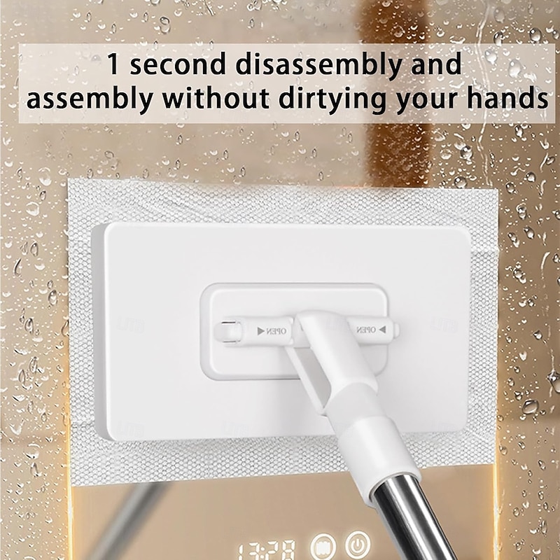 Disposable Dust Mop with 4 Reusable Cloths 39" Long Handle Wet and Dry Mopping Sweeper Stick with Locking Head & Sweeping Cloths for Multi Surface Floor Cleaning3