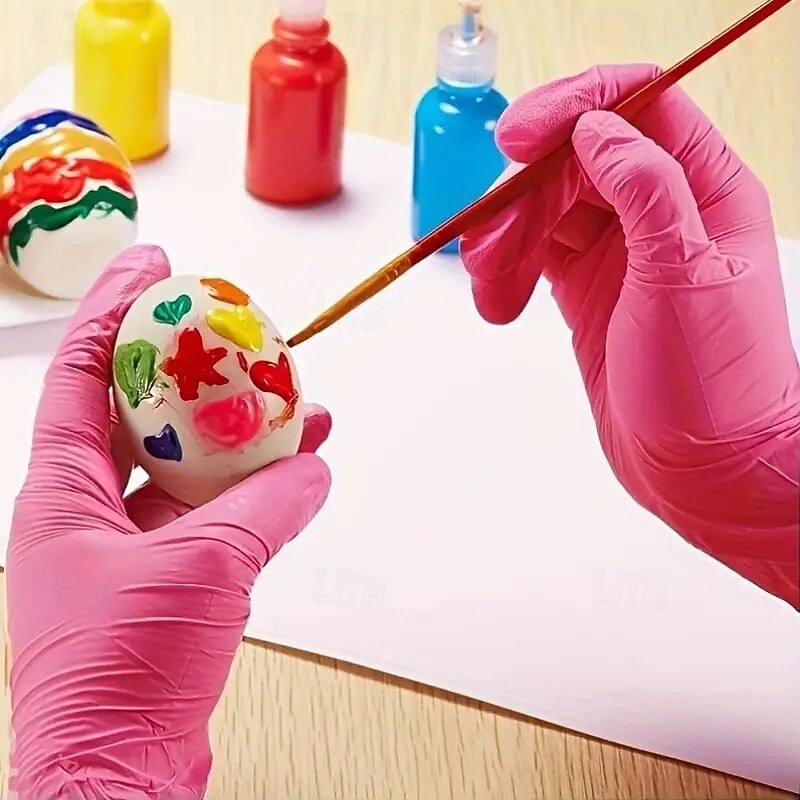 100PCS Disposable Nitrile Gloves – Six Colors, Non-Sterile, for Kitchen, Pet Care, Hair Dyeing, Manicure & Food Prep3