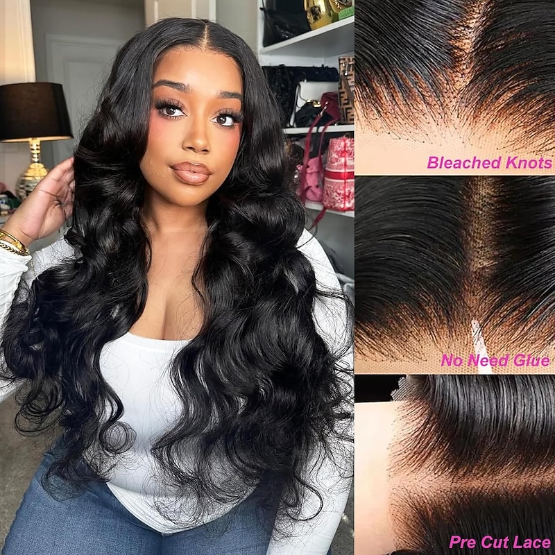 4x4 Glueless HD Lace Closure Wig Human Hair Body Wave Lace Closure Wigs Human Hair Pre Plucked Wear And Go Body Wave Wig Human Hair3