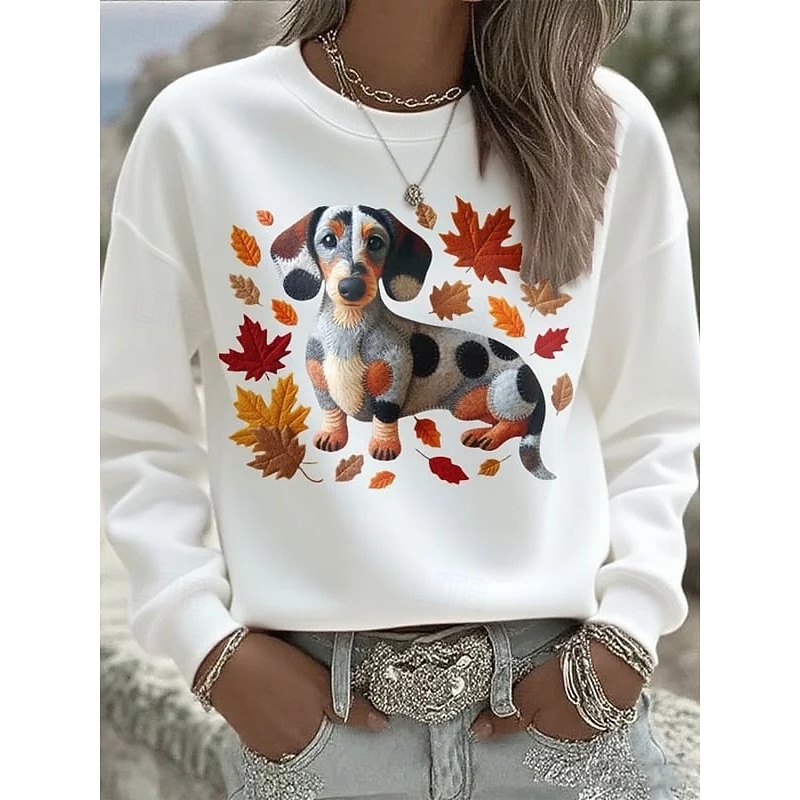 Women's Pullover Sweatshirt Graphic Animal Casual Long Sleeve Crew Neck Regular Tops Home Work Street White Pink Blue Orange Spring Fall Winter3
