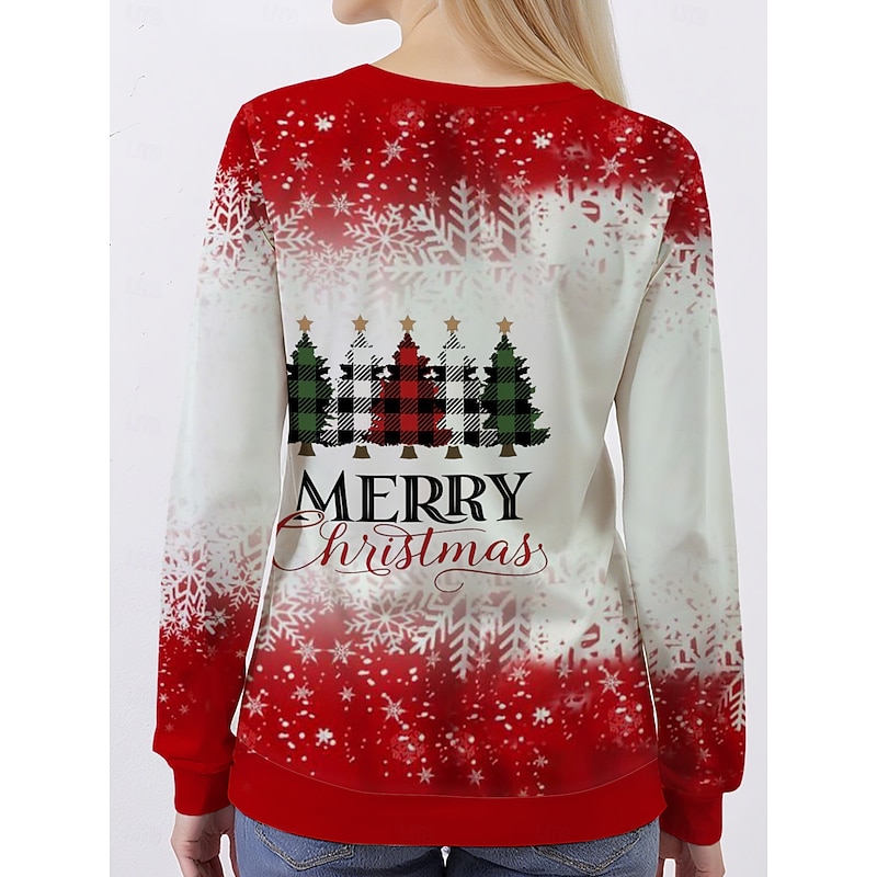 Women's Pullover Sweatshirt Hoodies Graphic Christmas Tree Christmas Classic Casual Festival Long Sleeve Crew Neck Round Neck Regular Tops Casual Holiday Print Red Fall Winter2
