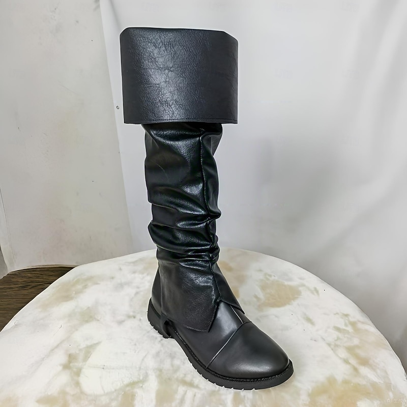 Retro Vintage Medieval Renaissance Boot Covers Pirate Viking Crusader Fancy Dress Men's Pirate Steampunk Halloween Masquerade LARP Ren Faire Adults' Shoe Cover4