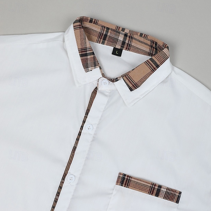 Men's Shirt Dress Shirt Casual Shirt Button Up Shirt Color Block Formal Business White+Pink White+Black Pink+Blue White+Blue Long Sleeve Lapel Spring &  Fall All Seasons Clothing Apparel Multi-pack4