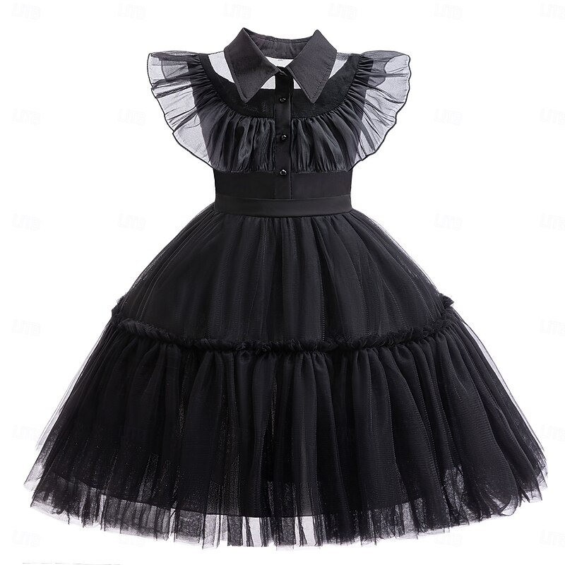 Gothic Horror Dark Academia Halloween Costume Cosplay Dress Masquerade Accessories Set Punk & Gothic Movie Cosplay for Girls' Kid's Carnival Children's Day Masquerade3