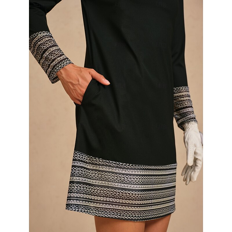 Women's Golf Dress Black Long Sleeve Dress Ladies Golf Attire Clothes Outfits Wear Apparel4