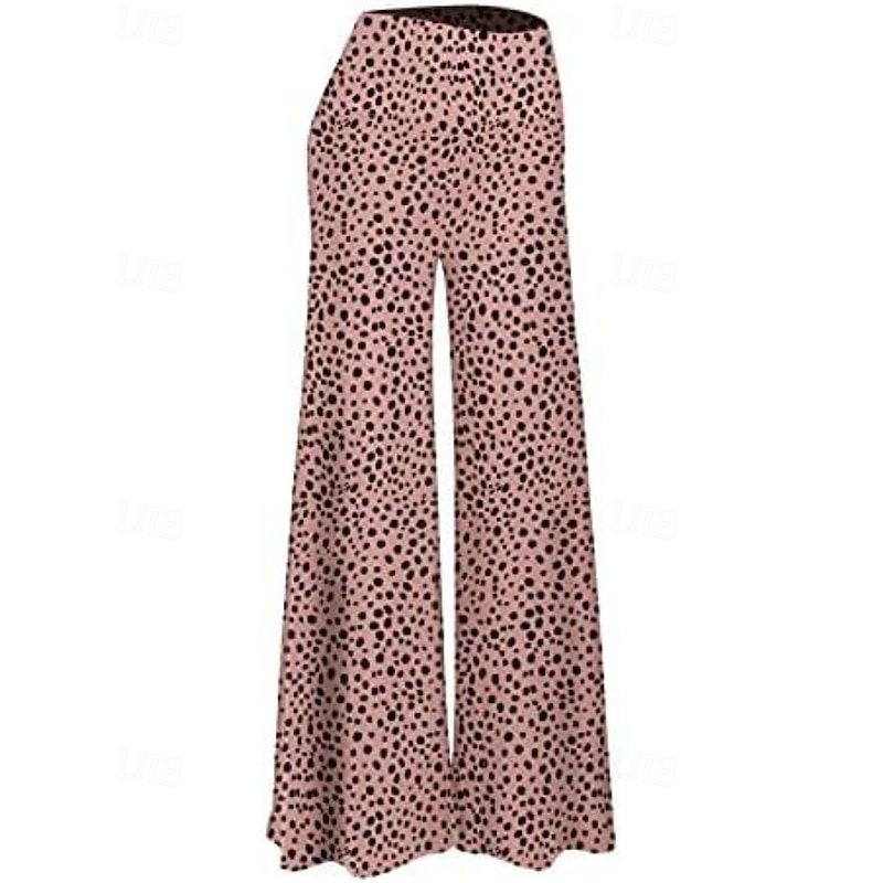 Women's Culottes Wide Leg Chinos Vacation Vintage Streetwear Full Length Medium Waist Floral Striped Elastic Waist Printing Comfy Micro-elastic Outdoor Vacation Street Black Grey Ash Blush Pink Black2