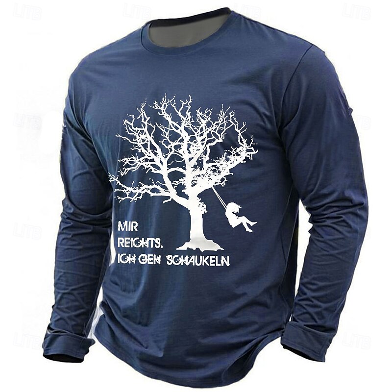 Men's Funny Slang German T Shirt Long Sleeve T shirt 3D Print Crew Neck Shirt Fashion Daily Basic Street Casual Daily Black Blue Green Summer Spring Clothing Apparel S M L XL XXL XXXL2