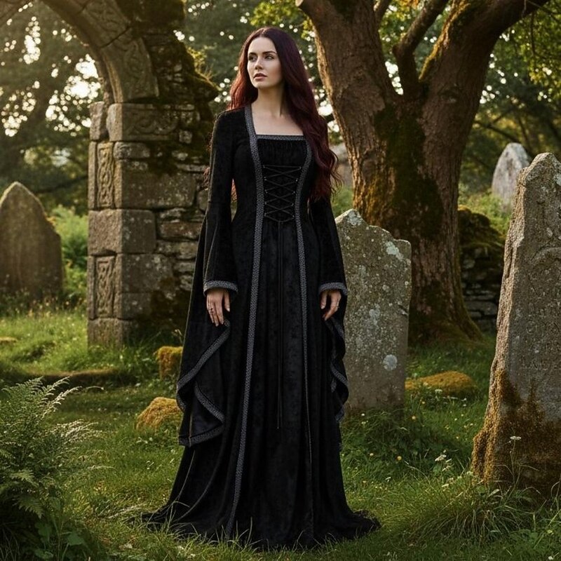 Retro Vintage Medieval Renaissance Dress Fancy Costume Viking Celtic Knight Fancy Dress Women's Celtic Halloween Carnival Performance LARP Ren Faire Adults' Dress2