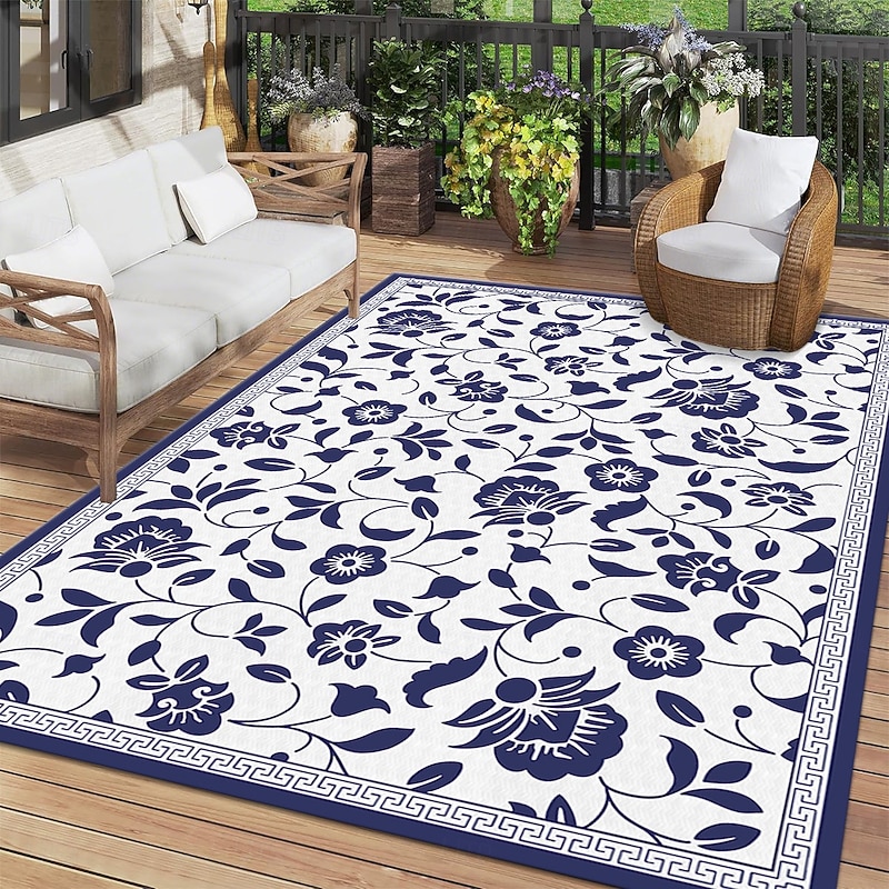 Outdoor Mat Modern Pattern Outdoor Mat, Durable Plastic Mat for Decks, Camp Sites, Pool Decks & RV