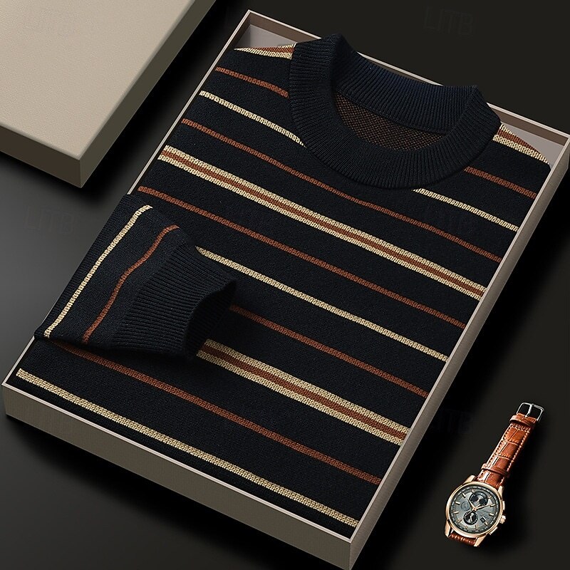 Men's Sweater Pullover Sweater Jumper Ribbed Knit Regular Tops Knitted Slim Fit Plain Crew Neck Knitwear Contemporary Casual Daily Wear Clothing Apparel Fall Black Red M L XL4