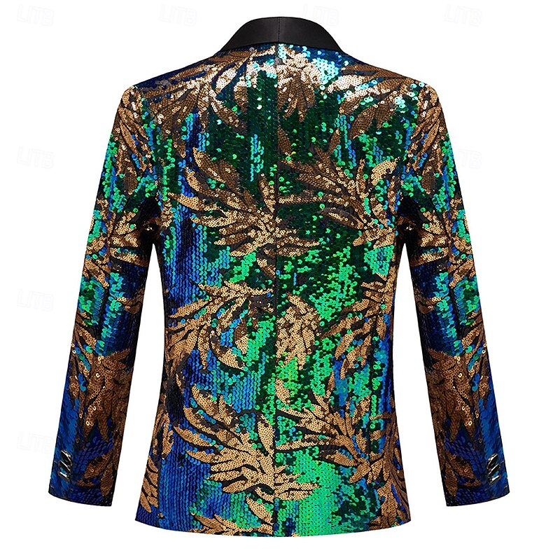 Men's Blazer Jacket Shawl Collar Party Floral Blazer Multicolor Tailored Fit Single Breasted One-button2