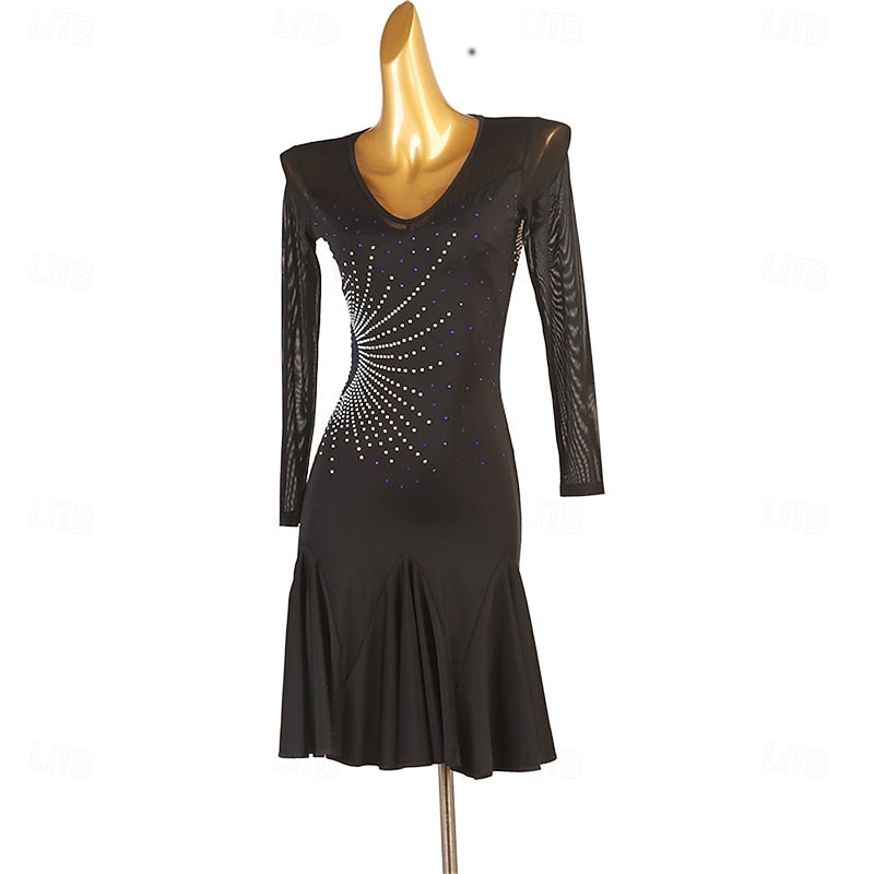 Women's Latin Dance Dress Rumba Dance Practice Dresses Performance Dresses3