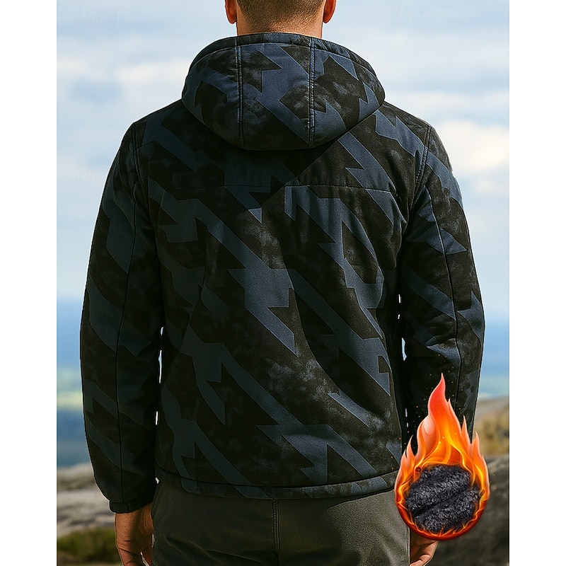 Men's Windbreaker Softshell Jacket Hiking Jacket Outdoor Thermal Warm Hiking Outfits Hiking Clothes Winter Autumn / Fall Top Fishing Camping / Hiking / Caving Running Camo Blue Green2