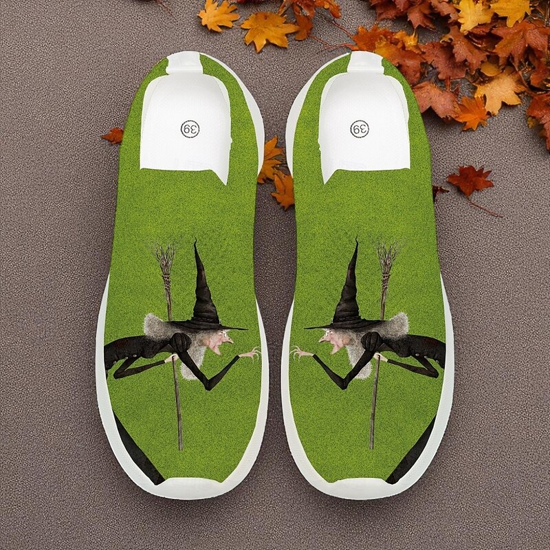 Women's Witch Art Print Slip-On Sneakers with Comfortable Cushioning, Halloween Festival Casual Shoes for Costume Party and Daily Wear3