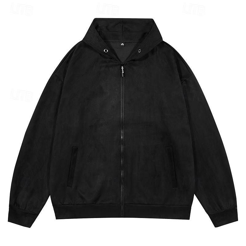 Men's Hoodie Full Zip Hoodie Apricot Black Light Grey Dark Gray Coffee Hooded Plain Zip Up Pocket Sports & Outdoor Casual Daily Streetwear Cool Sportswear Spring &  Fall Clothing Apparel Hoodies3