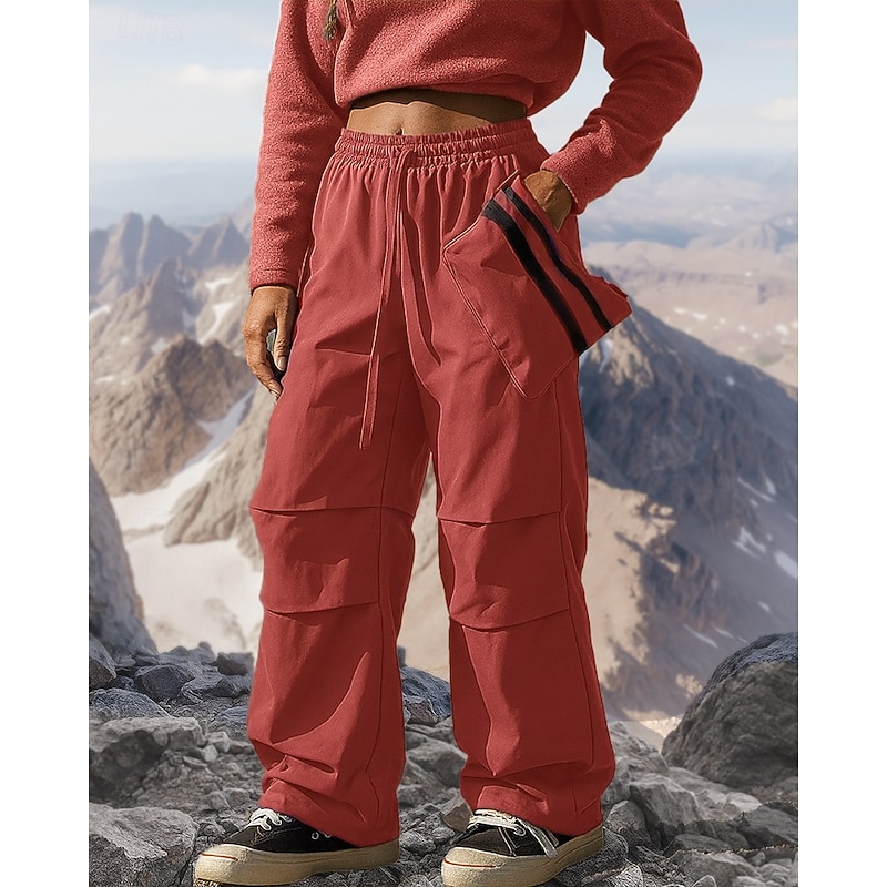 Women's Cargo Pants Hiking Pants Trousers Hiking Trousers Outdoor Regular Fit Waterproof Windproof Pants / Trousers Pocket Elastic Waist Black Red Camping / Hiking Hunting Camping / Hiking / Caving4