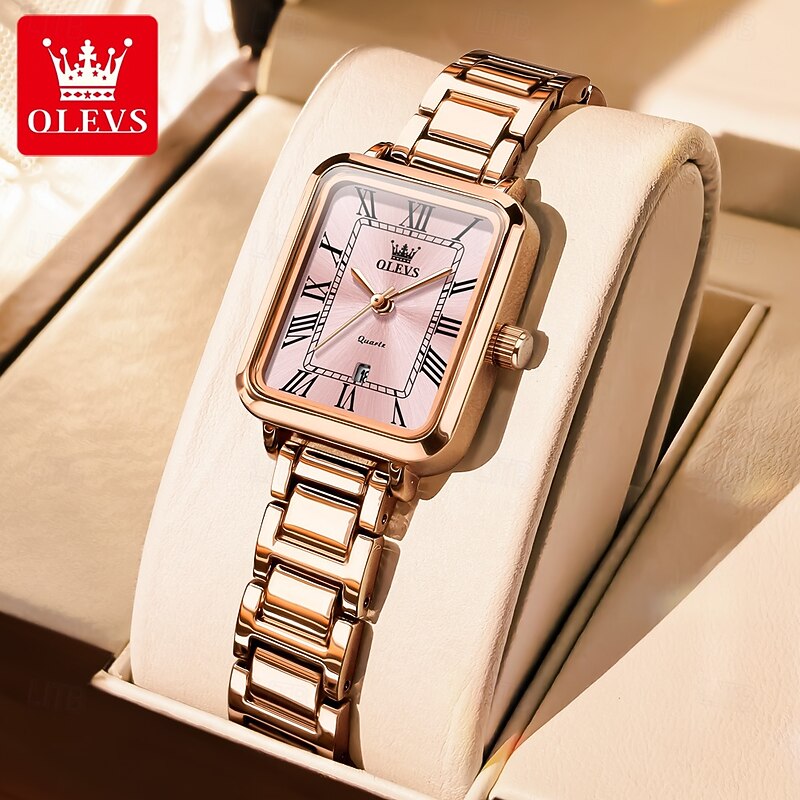 OLEVS 5641 Quartz Watch Woman Top Brand Original Waterproof Watch For Women Stainless Steel Strap Roman Scale Date Wristwatch