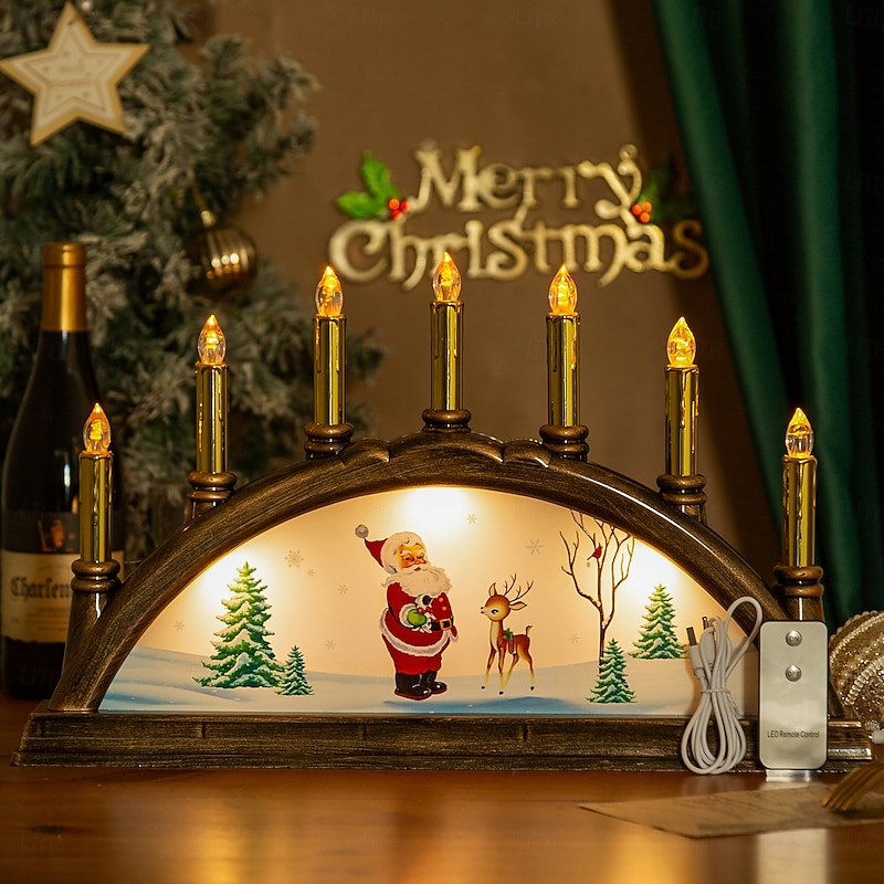1 Pc 50.4 * 30CM Christmas Religious LED Electronic Candle Light Desktop Decorative Light Pendant Light AAA Battery USB Powered Dual purpose Remote Control2