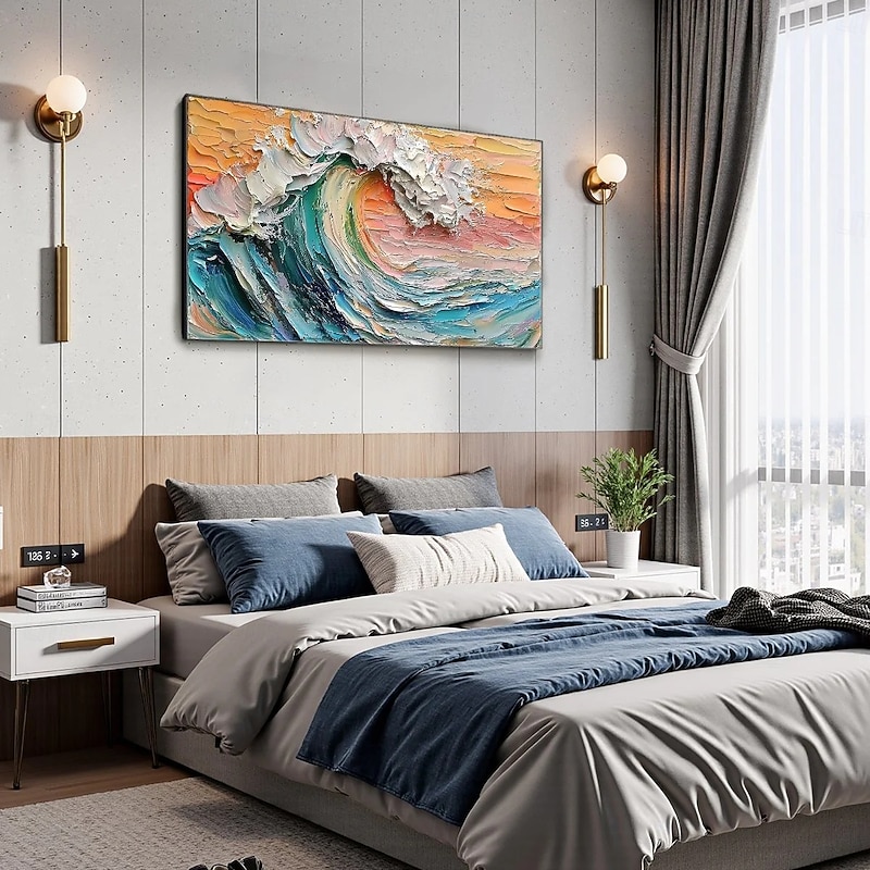 Textured Impasto Ocean Wave Oil Painting4