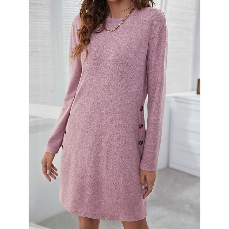 Women's Mini Dress T Shirt Dress Tee Dress Casual Outdoor Daily Holiday Regular Fit Plain Long Sleeve Crew Neck Black Pink Gray Spring Fall3