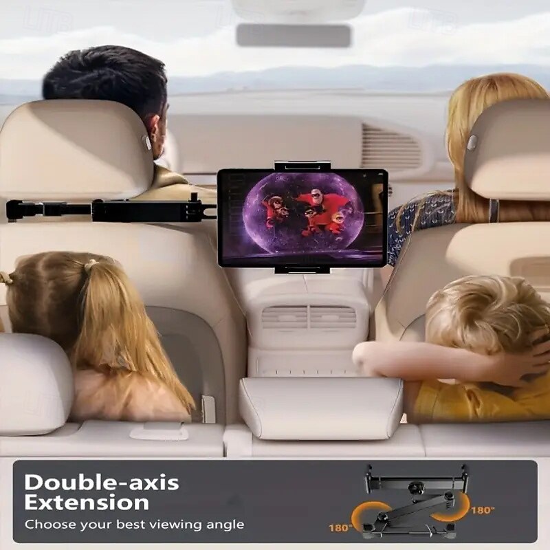 3-in-1 Car Headrest Tablet Holder with 360 Rotation and Adjustable Extension Arm - Foldable Design Secure Clamp Mount Compatible with 4 7-11 iPad Pro/Air/Mini. A Road Trip Essential4