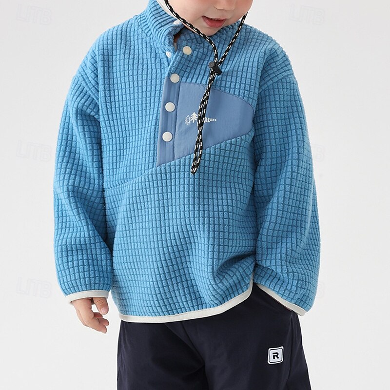 Kids Boys' Fleece Jacket Outdoor Jacket Outerwear Solid Color Long Sleeve Zipper Pocket Comfort Waterproof Windproof Coat Outdoor Fashion Daily River Blue Green Spring Fall 4 years+2