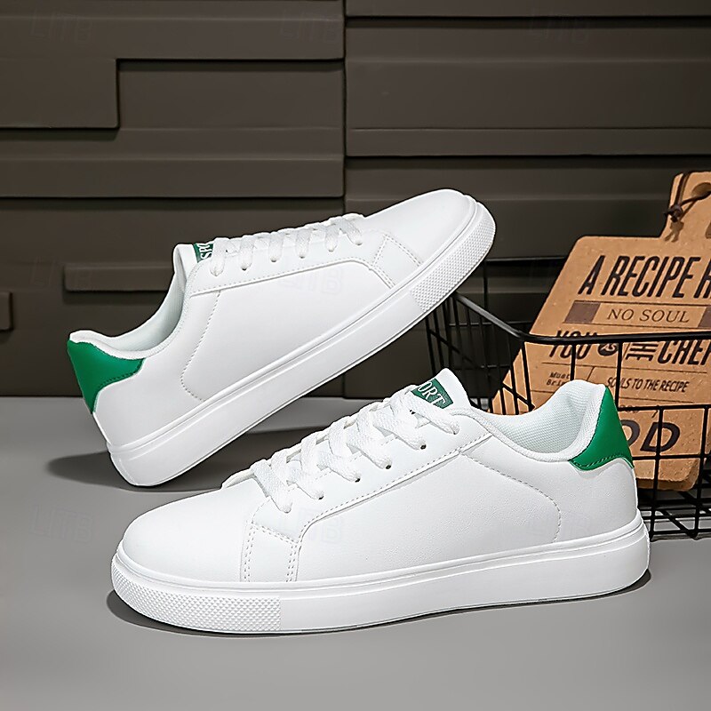 Men's White Minimalist Sneakers – Lightweight Lace-Up Low Top Sport Shoes for Travel, Gym and Casual Outfits4