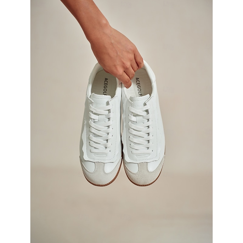 Women Lace Up Faux-Leather White Golf Shoes3