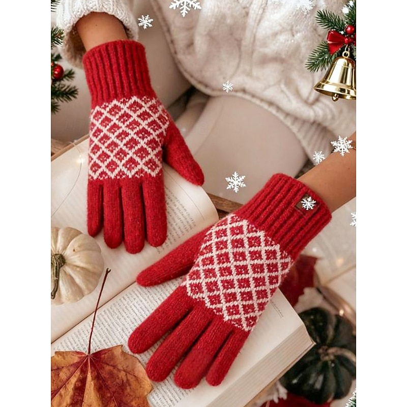 Women's Knitted Winter Gloves with Touchscreen Function, Warm Wool Mittens in Multiple Colors, Christmas Gift for Outdoor, Casual and Holiday Wear