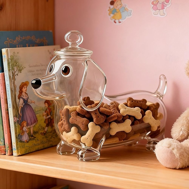 French Bulldog Treat Jar Airtight Glass Snack Container with Lid Cute Dog-Shaped Candy Jar for Cookies, Coffee Pods, Pet Treats Decorative Kitchen Storage for Dog Lovers3