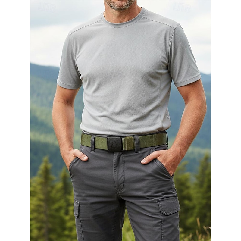 Men's Nylon Tactical Belt – Adjustable Lightweight Military Style Webbing Belt with Durable Buckle for Outdoor, Work and Casual Wear3