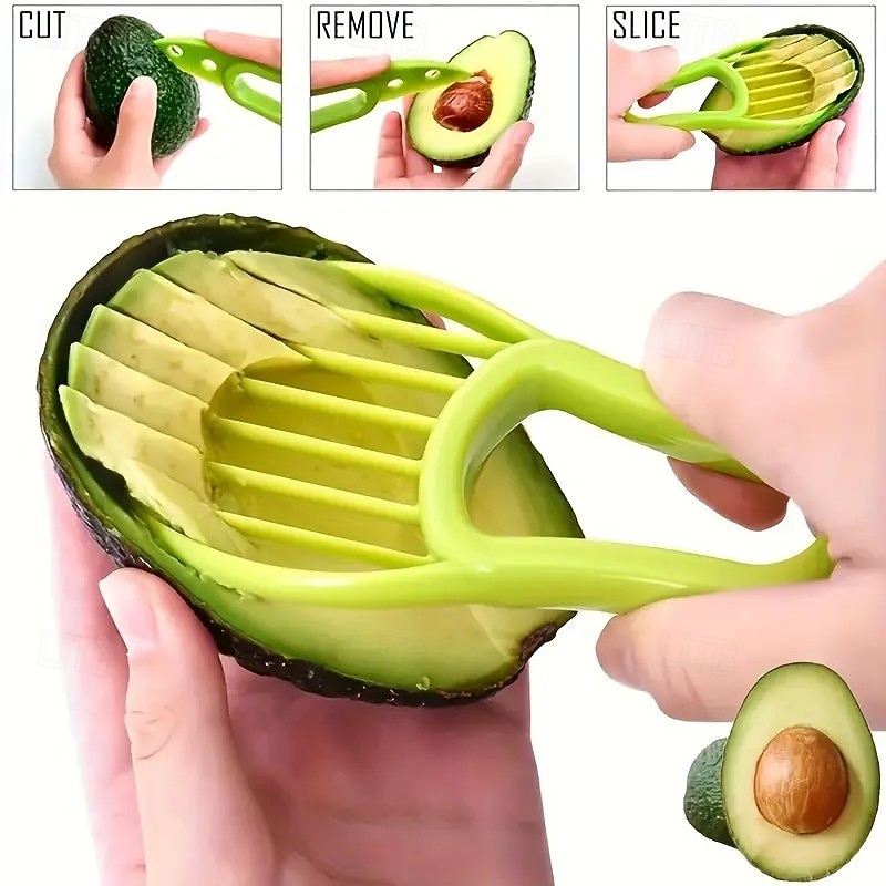 2PCS Avocado Slicer – 3-in-1 Tool for Easy and Quick Avocado Preparation, Perfect for Outdoor Use and Home Kitchen, Safe and Convenient2
