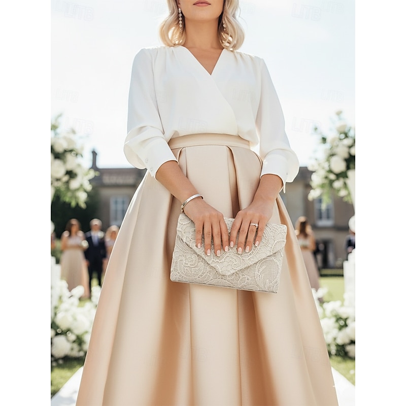 Women's Lace Evening Clutch Bag with Chain Strap, Elegant Floral Design, Available in Multiple Colors for Weddings, Parties and Formal Events2