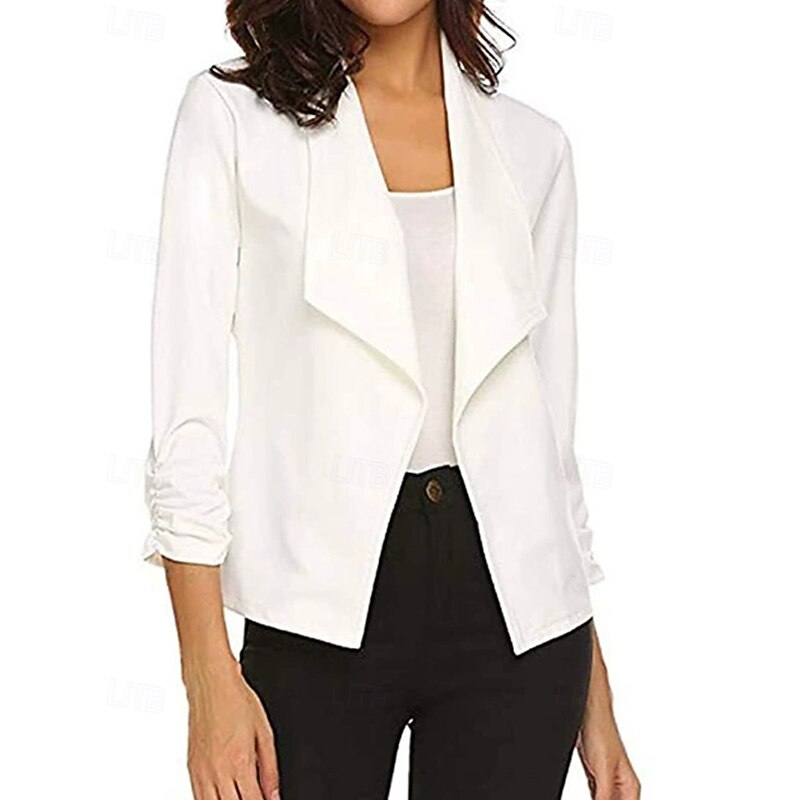 Women's Blazer Comfortable Patchwork Elegant Fashion Outdoor Plain Going out Casual Daily Weekend Cardigan Regular Lapel Regular Fit Long Sleeve Outerwear Black White Pink Spring Fall