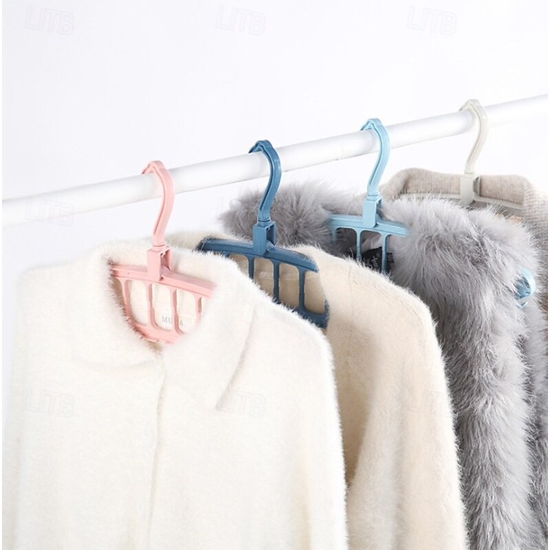 4 Pack Clothes Hanger Organizer,11 Holes Rotate Anti-Skid Folding Hanger with Multifunction Space Saving and Cascading Features for Heavy Clothes, Shirts Pants Dresses Coats4