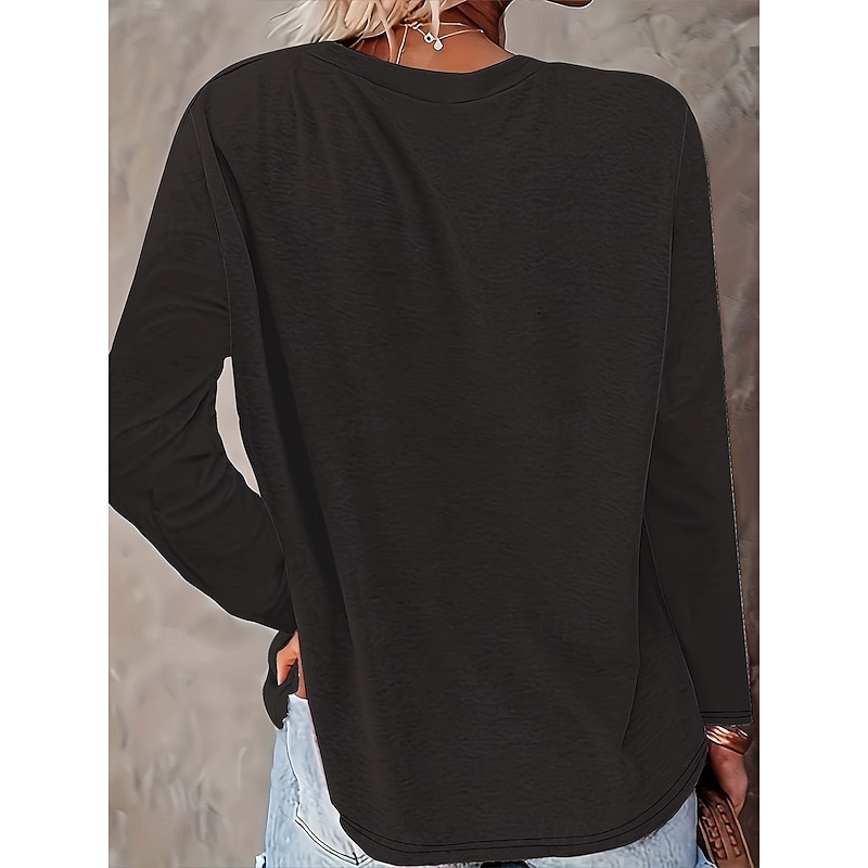 Christmas Women's T Shirt Graphic Snowman Elegant Vintage Fashion Long Sleeve Crew Neck Regular Tops Daily Going out Weekend Print Black Spring Fall Winter2