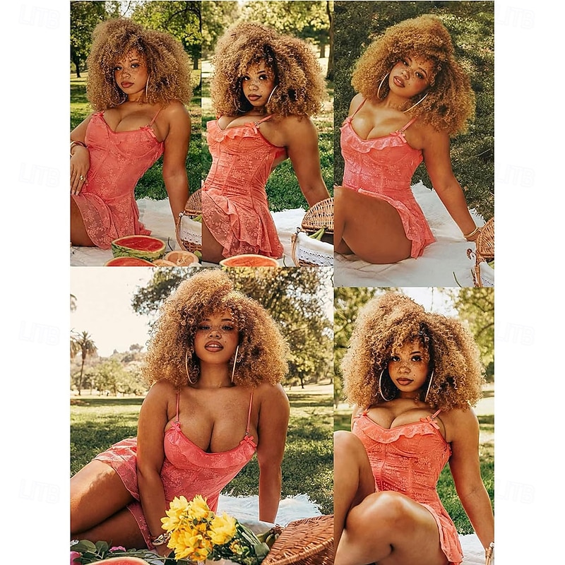 Curly Wig Afro Curly Wigs for Black Women Afro Kinky Curly Wig With Bangs Full and Fluffy Glueless Wig Synthetic Hair Replacement Wigs for Cosplay and Daily4