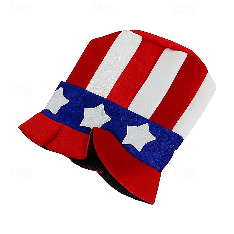 Men's Party Hat Bowler Hat Top Hat Red Polyester Fashion Casual Daily Festival American US Flag Adjustable Sunscreen Breathable3