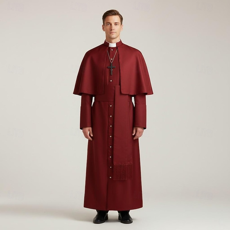 Retro Vintage Medieval Renaissance Coat Fancy Costume Priest Fancy Dress Men's Halloween Carnival Performance LARP Ren Faire Adults' Leotard / Onesie4