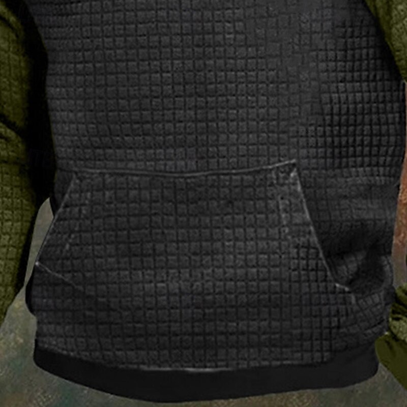 Men's Sweatshirt Black Navy Blue Brown Khaki Standing Collar Color Block Patchwork Color Block Sports & Outdoor Daily Holiday Streetwear Basic Casual Fall Spring &  Fall Clothing Apparel Hoodies3