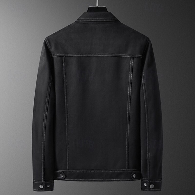 Men's Faux Suede Jacket Cargo Jacket Casual Jacket Vacation Daily Pocket Spring Fall Plain Fashion Classic Lapel Regular Black Brown Jacket4