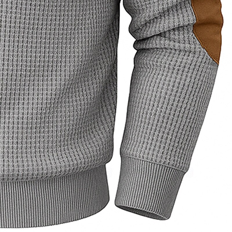 Men's Sweatshirt Waffle Sweatshirt Pullover Hoodie Sweatshirt Pullover Button Up Hoodie Gray Henley Plain Patchwork Color Block Sports & Outdoor Casual Daily Streetwear Cool Sportswear Spring &  Fall3