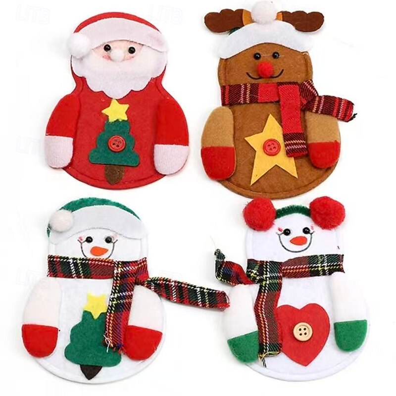 8PCS Christmas Cutlery Holder Set – Silverware Bags with Storage Covers, Knife & Fork Pouches, Festive Tableware & Holiday Party Decorations4