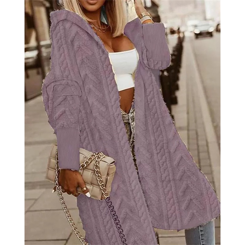 Women's Casual Jacket Warm Comfortable Patchwork Fashion Outdoor Plain Going out Weekend Single Breasted Regular Hooded Regular Fit Long Sleeve Outerwear Light Pink Pink Khaki Fall Winter4