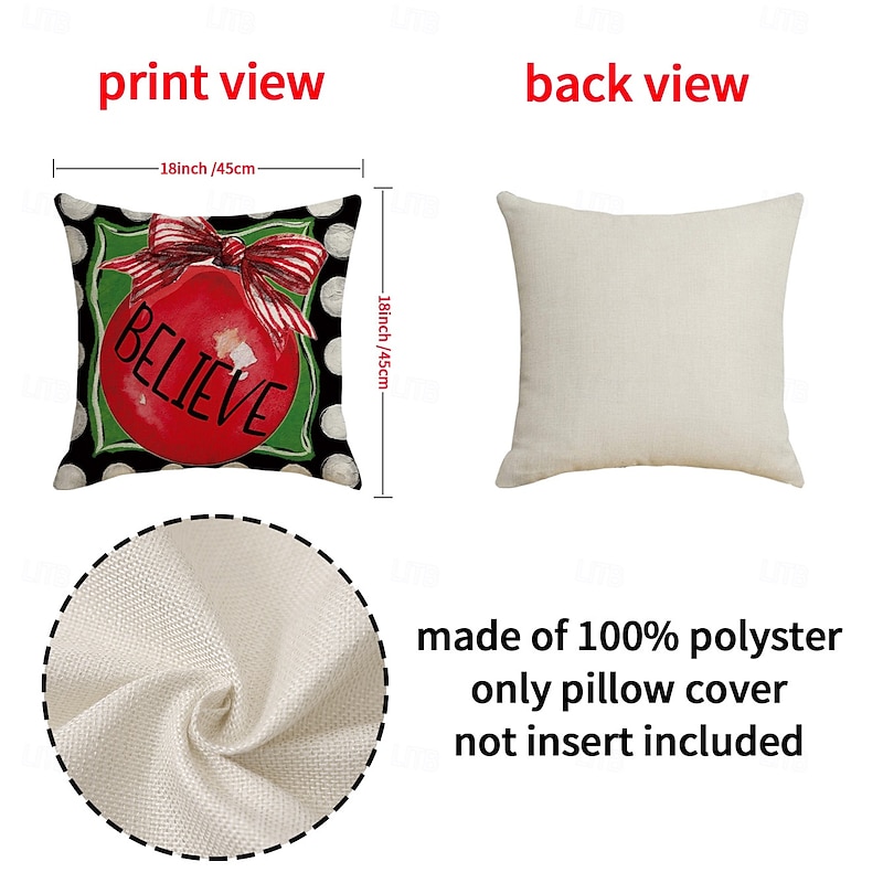 2026 New Cute Christmas Pillow Covers, Linen Santa Print Decorative Cushions, Cartoon Holiday Throw Pillows for Sofa & Living Room2